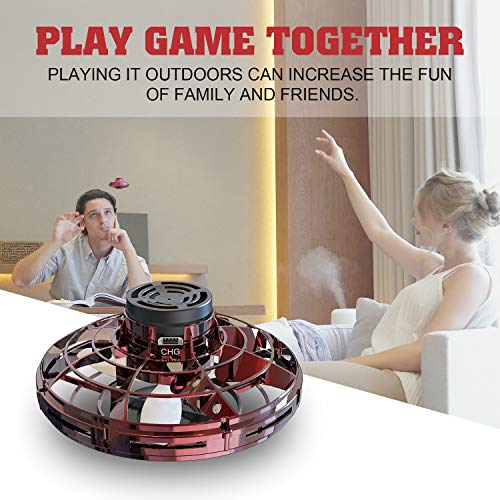 Abree Flying Toys para Adultos y niños con Carga USB Mini UFO Drone Spinner Manual con Luces LED RGB giratorias y Brillantes de 360 ° (Red)
