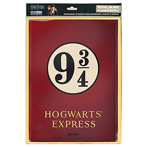 ABYstyle Harry Potter - Cartel (28 x 38 cm, Metal), diseño con Texto Gleis 9 3/4 Hogwarts Express, Color Rojo