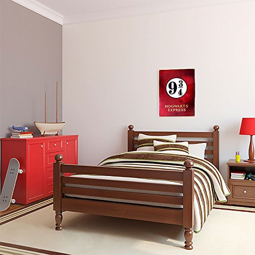ABYstyle Harry Potter - Cartel (28 x 38 cm, Metal), diseño con Texto Gleis 9 3/4 Hogwarts Express, Color Rojo
