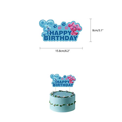 Accesorios para fiesta de cumpleaños de Blues Clues, decoración de fiestas, juego con blues Clues Happy Birthday Banner Pastel Cupcake Toppers Globos adhesivos para niñas niños