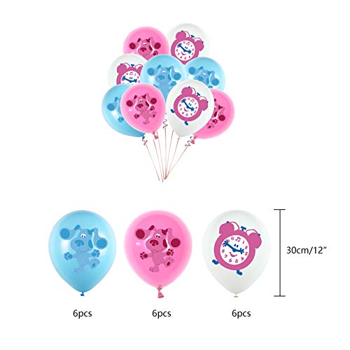 Accesorios para fiesta de cumpleaños de Blues Clues, decoración de fiestas, juego con blues Clues Happy Birthday Banner Pastel Cupcake Toppers Globos adhesivos para niñas niños