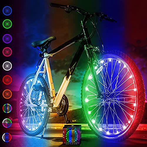 Activ Life Luces de radios de Bicicleta (2 neumáticos, Cambio de Color) Accesorio Divertido para Cool Beach Cruisers, Top Mountain, BMX Trick, Niños y Las Mejores Luces de Rueda Bicicleta Plegable
