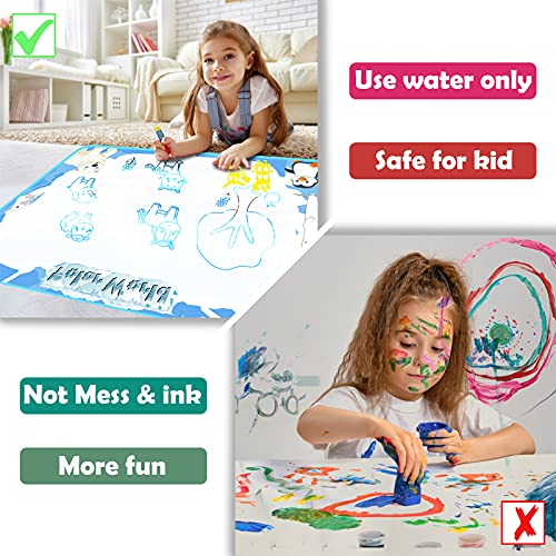 Agua Dibujo Pintura, 90x120 cm Barley Direct Agua Dibujo Doodle Niños Pizarra Mágica Agua Brillan en la Oscuridad Esteras de Agua Pintura Juguetes Educativo para Niños Niñas Regalos de Cumpleaños