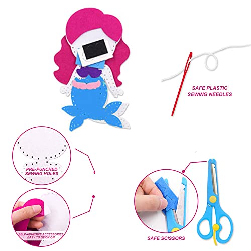 AIDOLLA Kit de costura de animales marinos para niños, kits de costura de fieltro para animales del océano, criaturas del bosque, de fieltro para principiantes educativos, niñas y niños