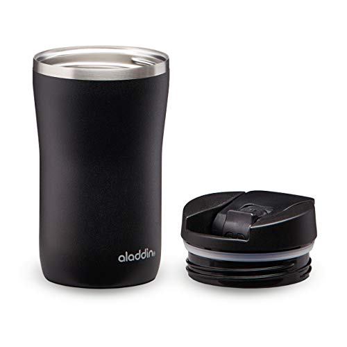 Aladdin Barista Café Thermavac Leak-Lock Termo Café 250ml Lava Black – Botella Termica Acero Inoxidable - Termo Café Pequeño Se Mantiene Caliente 2,5 Horas - Libre de BPA - Apta Para Lavavajillas