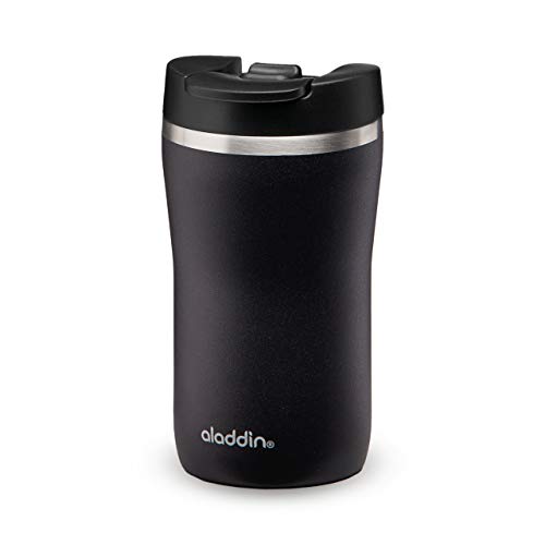 Aladdin Barista Café Thermavac Leak-Lock Termo Café 250ml Lava Black – Botella Termica Acero Inoxidable - Termo Café Pequeño Se Mantiene Caliente 2,5 Horas - Libre de BPA - Apta Para Lavavajillas