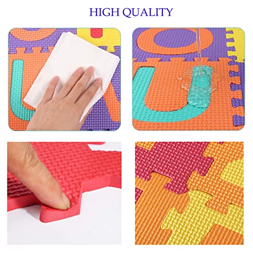Alfombra Puzzle para Niños,36 Piezas Puzzle,Alfombrilla Goma Espuma Suave Eva Alfombras de Numeros 0 al 9 y 26 Letras (A-Z) para Niños Bebe Certificado CE (12 * 12 CM / PCS)