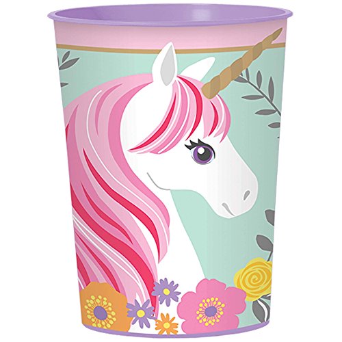 amscan- Magical Unicorn Favour Cups 473ml-1 Pc Vasos de plástico con diseño de unicornio mágico, 473 ml, 1 unidad, Multicolor (421929) , color/modelo surtido