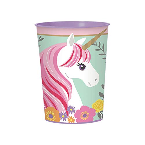 amscan- Magical Unicorn Favour Cups 473ml-1 Pc Vasos de plástico con diseño de unicornio mágico, 473 ml, 1 unidad, Multicolor (421929) , color/modelo surtido