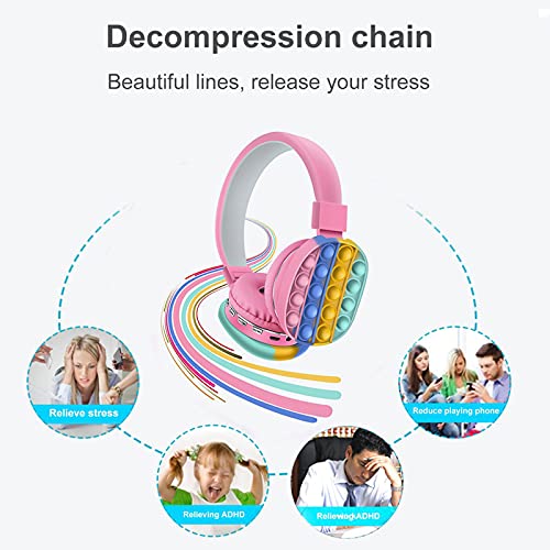 AnnabellaChoice Auriculares Bluetooth montados en la cabeza con juguete fidget Pop Fidget Toy It Inalámbrico en la oreja para niños, Auriculares estéreo Bluetooth para teléfono móvil, Tablet PC (rosa)