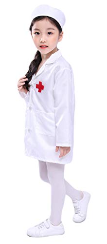 ANNISOUL Abrigo de laboratorio para niños, bata de laboratorio para proyectos científicos, capa médica para recursos de aprendizaje, juego de 5 piezas, disfraz de doctor