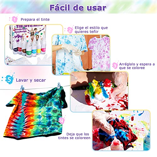 Anpro Tinte Ropa Tie Dye- 148 Kits de Teñido Anudado de Bricolaje, 100 ml/Botella, 16 Tipos de Teñido Anudado Textil Brillante, Kits de Arte Tie-Dye Adecuados para Niños y Adultos