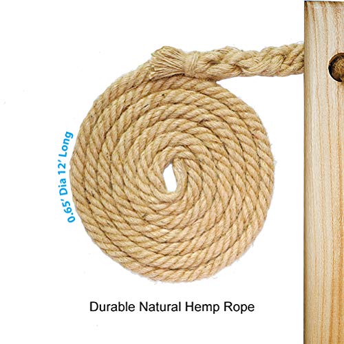 Aoneky Columpio de Madera para Jardín Exterior - Columpio de Árbol Colgante, Asiento de Madera Paulownia 60×20cm, Cuerda de Yute 3.6M, Carga de 160KG, Columpio para Adultos Niños, Marrón