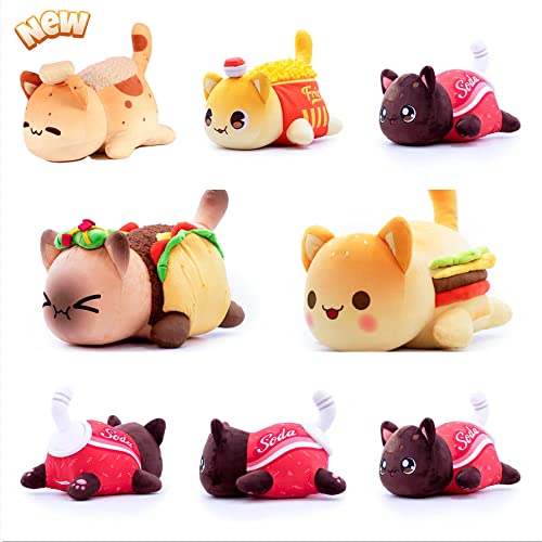 Aphmau - Peluche de peluche para gatos Meow Meow Plushies Aphmau suave y lindo donas patatas fritas Cola Taco hamburguesas para gatos regalos y fans para coleccionar (sabano)