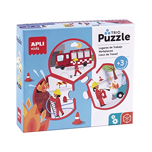 APLI Kids 18822-Puzle Trio Profesiones-Incluye 8 puzles de 3 cada uno, 24 piezas tamaño Ø 9 cm (18822)