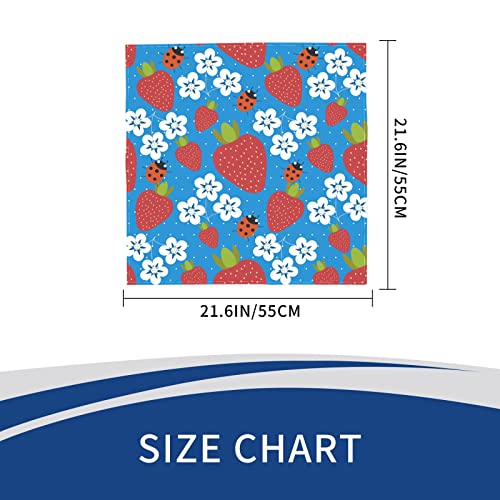 AQQA Pañuelo en la cabeza Colorido Strawberry Ladybug Bandana grande Patrón multiusos Máscara de bandana de polvo para adultos Niños 22 "X 22" Paquete individual
