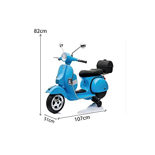 ATAA CARS Vespa clásica Oficial 12v Licencia Piaggio - Azul - Moto eléctrica para niños hasta 7 años. Batería 12v Coche eléctrico niños