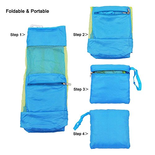 AumoToo Bolsa de malla de playa, bolsa de playa grande Bolsa de arena con cordón para niños Bolsas de almacenamiento de juguetes, neceseres de la playa de verano