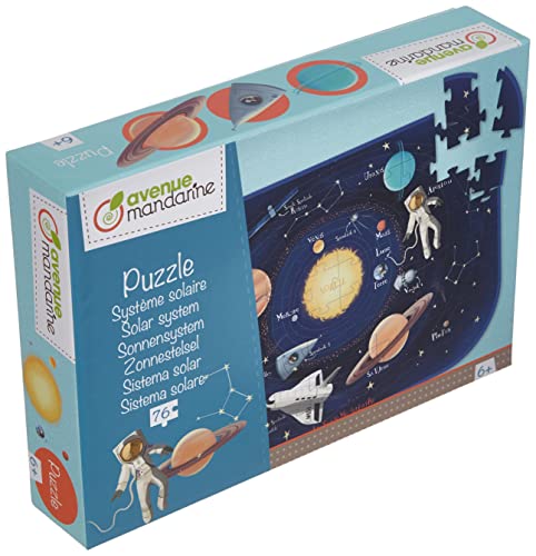 Avenue Mandarine PU017C - Un Puzzle 76 pièces avec un poster servant de guide inclus, Système solaire