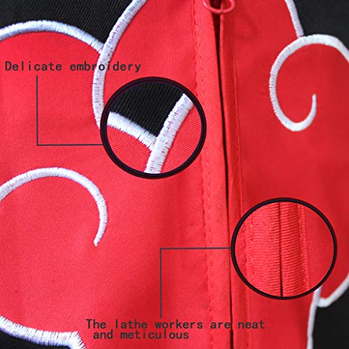 Baipin 3 Piezas Set Disfraz de Itachi Uchiha (Akatsuki) Cosplay Naruto Capa Larga de Naruto Akatsuki Diadema de Naruto Leaf Village y Anillo de Naruto Akatsuki para fanáticos de Naruto Unisex