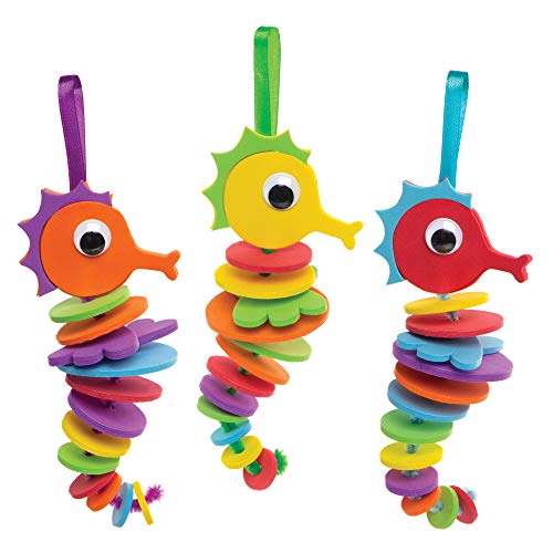 Baker Ross AW679 Kits de Caballitos de Mar Apilables Suministros de Artesanía para Niños Pequeños, Regalitos para Fiestas y Actividades, Multicolor, Pack de 6
