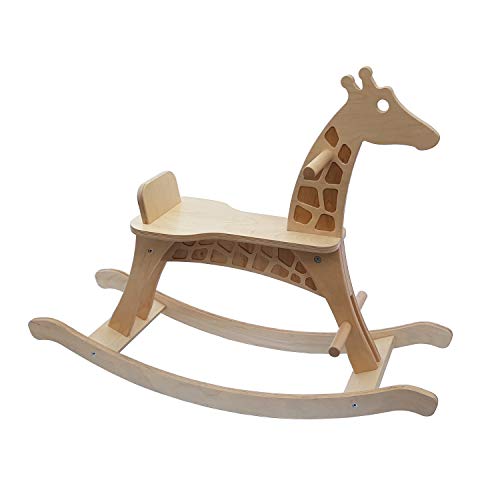 Balancín jirafa (caballo balancín) de madera: juguete a partir de 1 año, anillo extraíble, incluye kit de conversión sin plástico