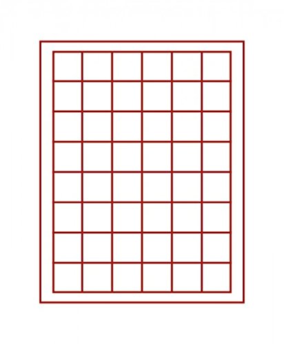 Bandeja de monedas Standard con 48 compartimentos á 30 x 30 mm [Lindner 2148], Con cajón gris, marco transparente y inserto de terciopelo rojo claro