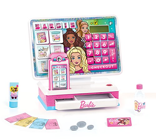 Barbie 62976 Caja registradora grande, juguete interactivo con luces, sonidos realistas y dinero de juego fingido, multicolor
