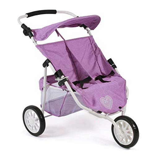 Bayer Chic 2000-Carrito gemelar para muñecas de hasta 50 cm, Color Morado (697 35)