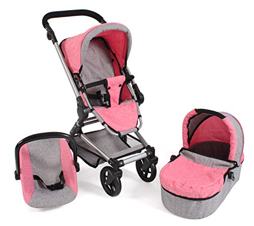 Bayer Chic 2000-Cochecito para muñecas Fides 3 en 1, Color Rosa Mezcla (645 57)