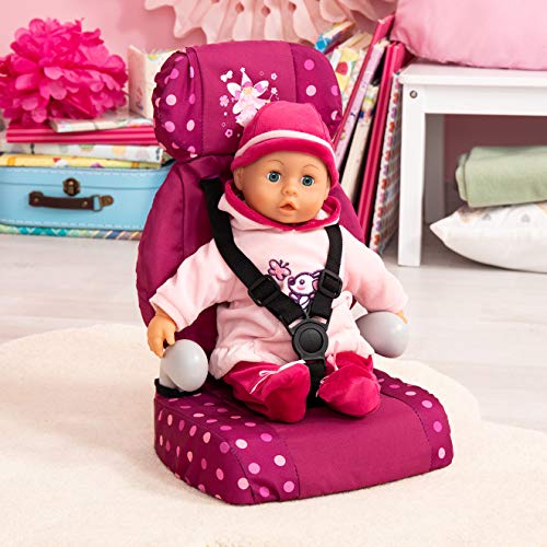 Bayer Design- Silla de Coche, Accesorios de Muñeca, Comcinturón, Moderno, Color Burdeos, Hada Comestampado (67567Aa)