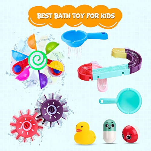 BBLIKE Juego de juguetes de baño para bebés, molino de agua, juguete para bañera, con puzzle de construcción, juguete para niños a partir de 18 meses