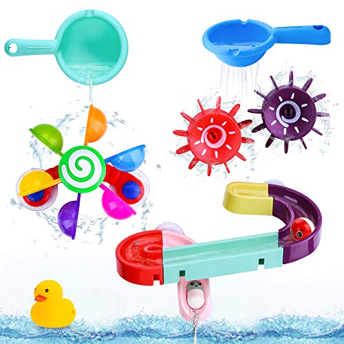 BBLIKE Juego de juguetes de baño para bebés, molino de agua, juguete para bañera, con puzzle de construcción, juguete para niños a partir de 18 meses