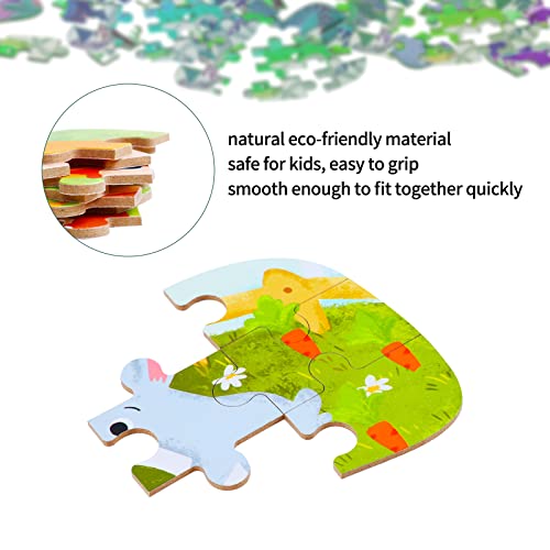 BBLIKE Puzle para niños, animales domésticos, puzle de 5 imágenes, adecuado para niños y niñas a partir de 3, 4 y 5 años.