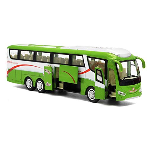Beauneo 1:32 Modelos de AutomóViles de AleacióN de Alta SimulacióN Autobuses Urbanos Fundidos a PresióN de Metal VehíCulos de Juguete Tirar hacia AtráS y Parpadear y Musical, Verde