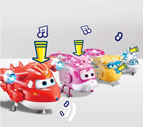 BESTWALED Super Alas Donnie,Dizzy,Mira,Crystal,Establecer Venta,Modo Avión Y Robot Deformación Juguete con Luces Y Musica Robots Multifunción Automático Niños Juguetes Navidad Regalo
