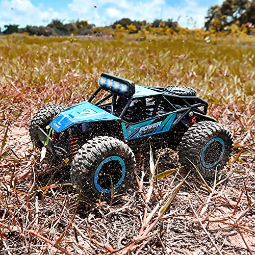 BEZGAR 17S Azul 1:20 Escala Control Remoto Coche-2WD Alta Velocidad 20 Km / h Todo Terreno Juguete eléctrico Off Road RC Monster Vehicle Truck Crawler con batería Recargable para niños Adultos