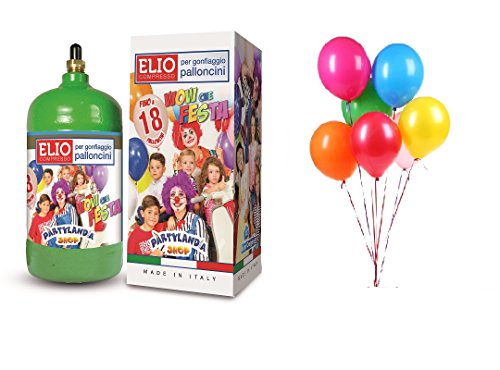 Bombonas Helio Desechable 0.145m3 con 18 Globos Pastel y Lazos