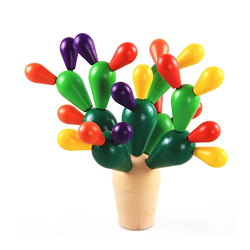 Cactus Equilibrio Ninos Edificios Juguete Colorido Construccion Madera Montaje Desmontaje Apilado Bloque Juego Creativo DIY Toys 28 Pcs 3 Anos y Mas