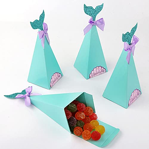 Cajas de Sirenas, Paquete de 20 Cajas de Regalo de Fiesta de Sirena, Cajas de Dulces, para Bodas Temáticas de Sirena, Fiesta de Sirena Bajo el Mar