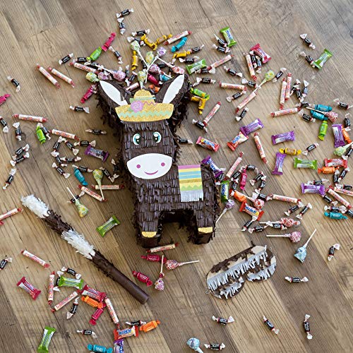 CarsonChase Paquete de piñata de Burro con una Venda para los Ojos y un murciélago Gran tamaño para Fiestas de cumpleaños, Puede Contener hasta 5 Libras de Dulces (16 x 11 x 4 Pulgadas)