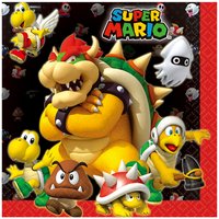CdC - Kit n° 30 para fiesta de cumpleaños con imágenes de Super Mario Bros y Luigi. Incluye 16 platos, 16 vasos, 20 servilletas y 1 guirnalda