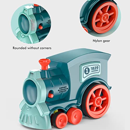 CeFurisy Juego de 60 piezas de juguete Domino con tracción automática del tren eléctrico, apilables, regalos creativos para niños y niñas