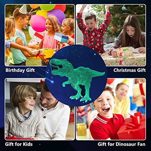 CENOVE 3D Dinosaurio Luz de noche, 4 Paquete Lámpara de Noche LED con Cambio de 16 Colores y 4 Modos, Regalo para niños mayores de 4 5 6