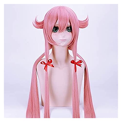 CENZY Pelucas Anime Mirai Nikki Gasai Yuno Rosa Larga Peluca Cosplay Disfraz El Futuro Diario Resistente al Calor Pelo Sintético Mujeres Cosplay Pelucas