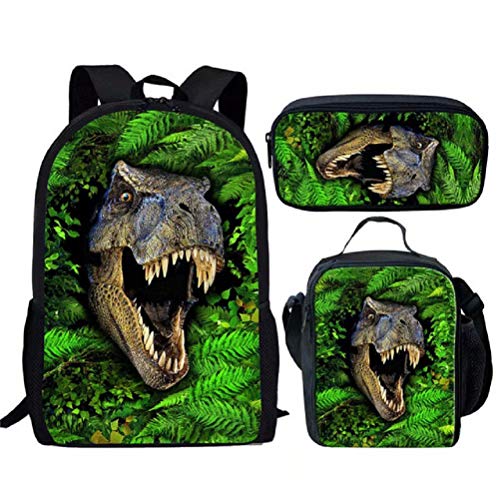 chaqlin cool animal dinosaur mochilas escolares mochilas grandes estuche de lápices bolsas de almuerzo para niños regalos, mochila escolar para niños y niñas, mochila de viaje informal 3 Pcs Set