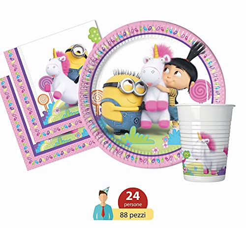 Ciao-Y4679 Minions Fluffy Kit Mesa Fiesta, multicolor, 24 personas (Y4679)