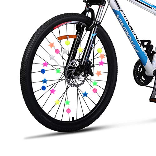 CKANDAY 210 Piezas de Abalorios de radios de Rueda de Bicicleta, Coloridos Abalorios de plástico para decoración de Bicicletas, Abalorios Redondos de decoración para niños, Colores y Formas Variados