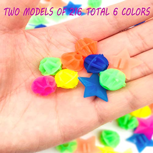 CKANDAY 210 Piezas de Abalorios de radios de Rueda de Bicicleta, Coloridos Abalorios de plástico para decoración de Bicicletas, Abalorios Redondos de decoración para niños, Colores y Formas Variados
