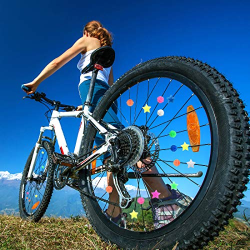 CKANDAY 210 Piezas de Abalorios de radios de Rueda de Bicicleta, Coloridos Abalorios de plástico para decoración de Bicicletas, Abalorios Redondos de decoración para niños, Colores y Formas Variados